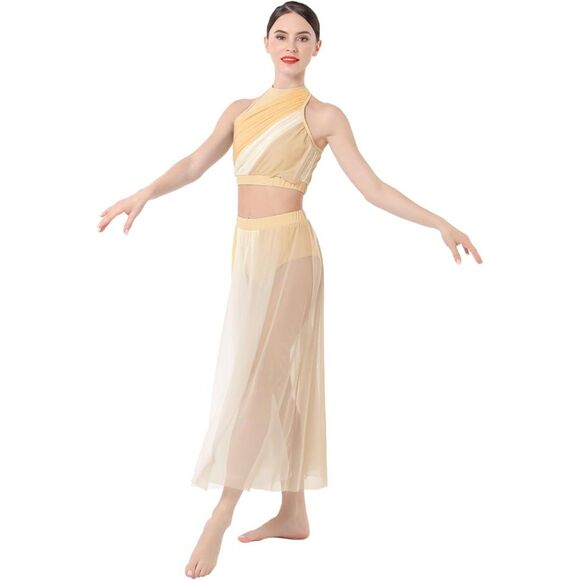 Lyrical Champagne Dance Costume Two Piece Outfit Sz M - Picture 3 of 9